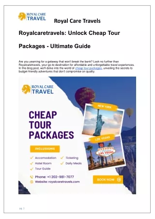 Royalcaretravels: Unlock Cheap Tour Packages - Ultimate Guide