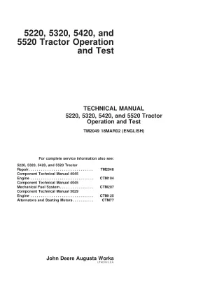 John Deere 5420 Tractor operator’s manual