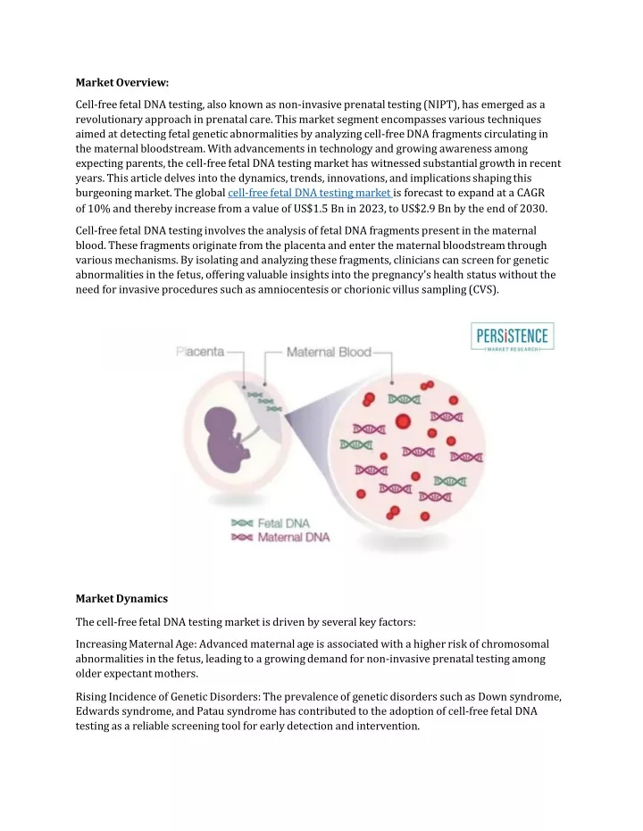 market overview cell free fetal dna testing also