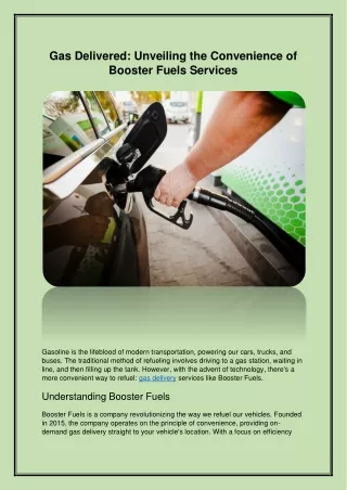 Gas Delivered: Unveiling the Convenience of Booster Fuels Services