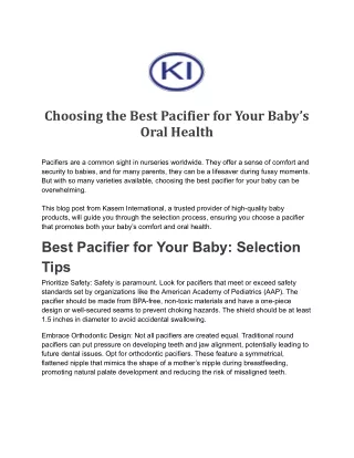 Choosing the Best Pacifier for Your Baby’s Oral Health