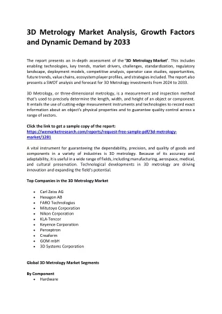 3d metrology market analysis growth factors