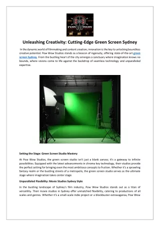 Unleashing Creativity Cutting-Edge Green Screen Sydney