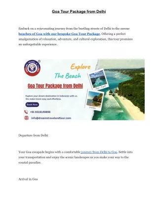 goa tour package from delhi