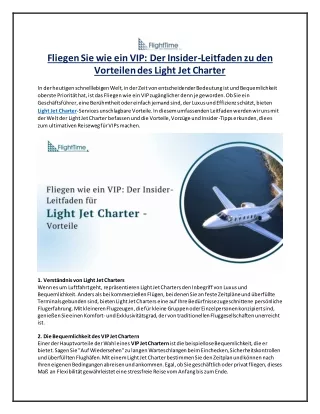 Fliegen Sie wie ein VIP_Der Insider-Leitfaden zu den Vorteilen des Light Jet Charter