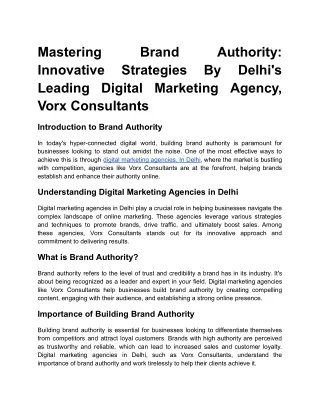 Mastering Brand Authority_ Innovative Strategies by Delhi's Leading Digital Marketing Agency, Vorx Consultants
