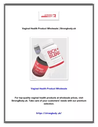 Vaginal Health Product Wholesale | Strongbody.uk