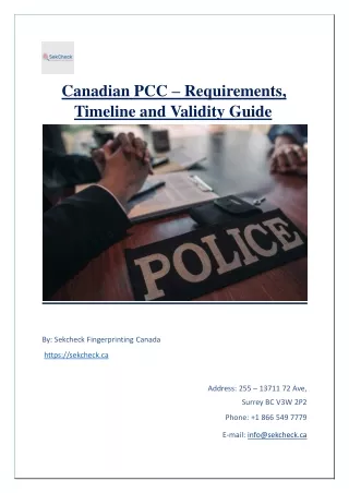 Canadian PCC – Requirements, Timeline and Validity Guide