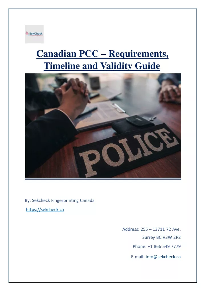 canadian pcc requirements timeline and validity