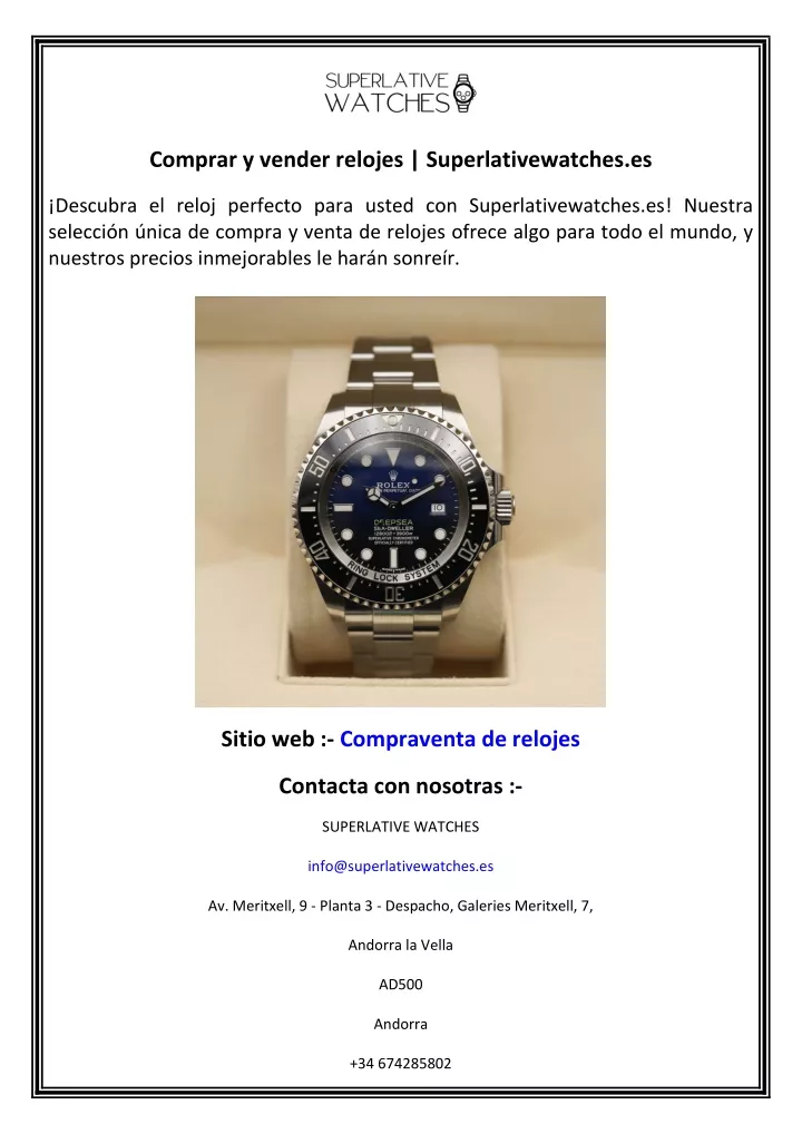 comprar y vender relojes superlativewatches es