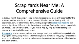 Scrap Yards Near Me A Comprehensive Guide