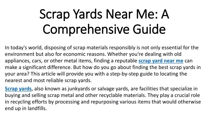 scrap yards near me a comprehensive guide