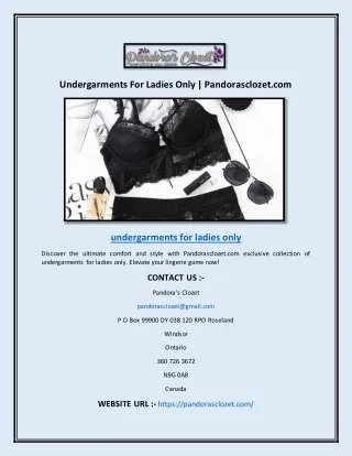 Undergarments For Ladies Only | Pandorasclozet.com