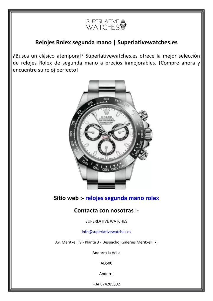 relojes rolex segunda mano superlativewatches es