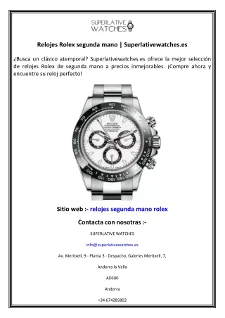 Relojes Rolex segunda mano  Superlativewatches.es