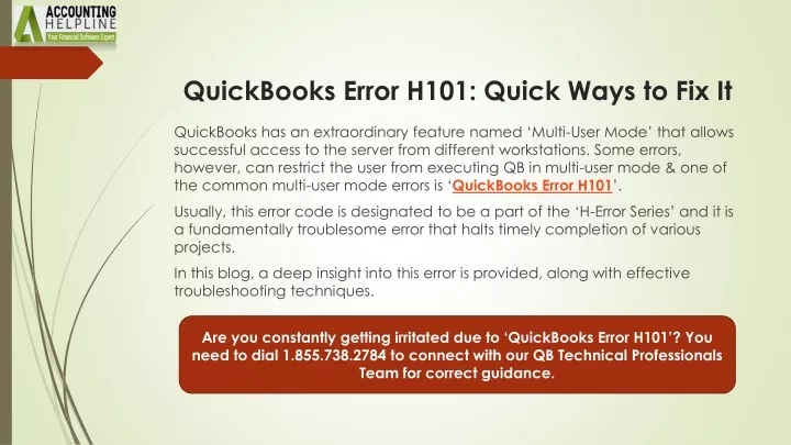 quickbooks error h101 quick ways to fix it