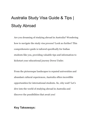 Australia Study Visa Guide & Tips _ Study Abroad