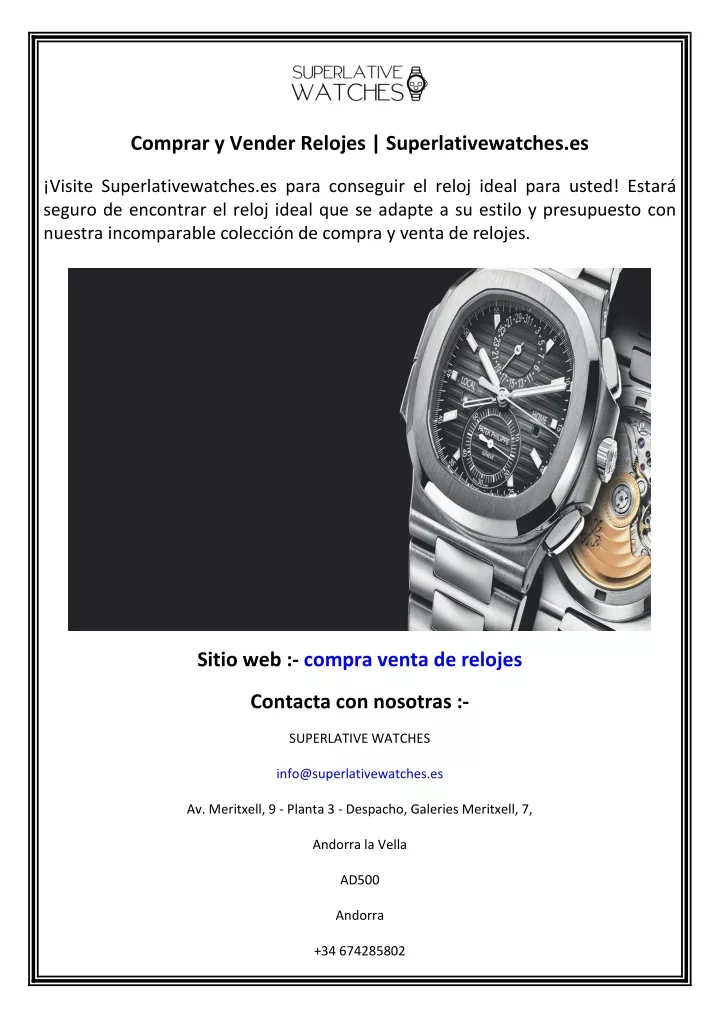 comprar y vender relojes superlativewatches es