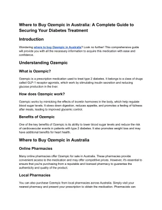 Where to Buy Ozempic in Australia_ A Complete Guide to Securing Your Diabetes Treatment