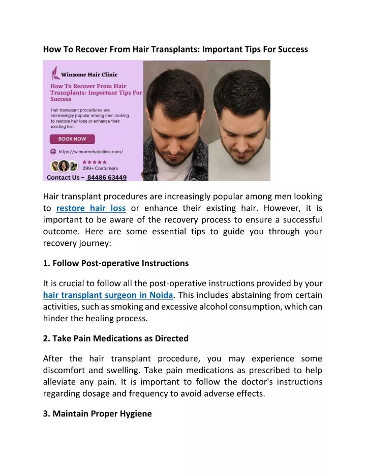 how to recover from hair transplants important
