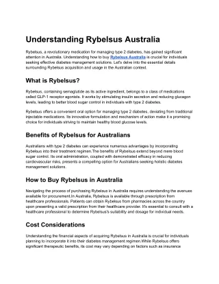 Understanding Rybelsus in Australia