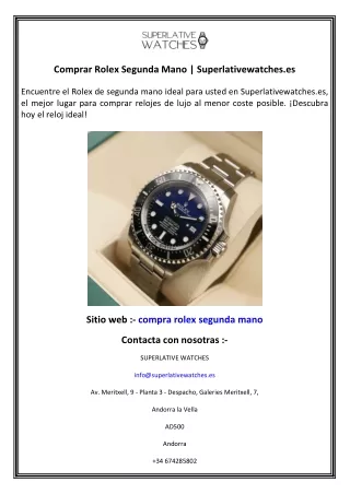 Comprar Rolex Segunda Mano  Superlativewatches.es