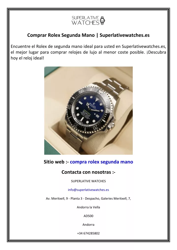 comprar rolex segunda mano superlativewatches es