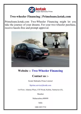 Two-wheeler Financing  Primeloans.kotak.com