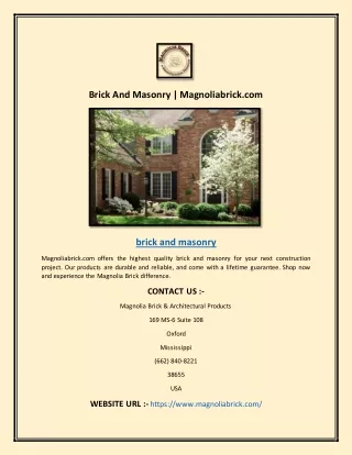 Brick And Masonry | Magnoliabrick.com