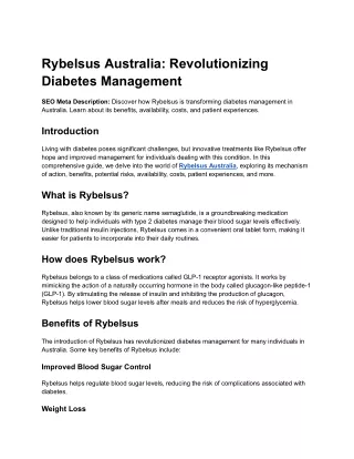 Rybelsus Australia_ Revolutionizing Diabetes Management