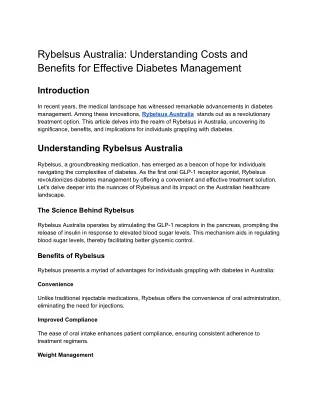 Rybelsus Australia_ Understanding Costs and Benefits for Effective Diabetes Management
