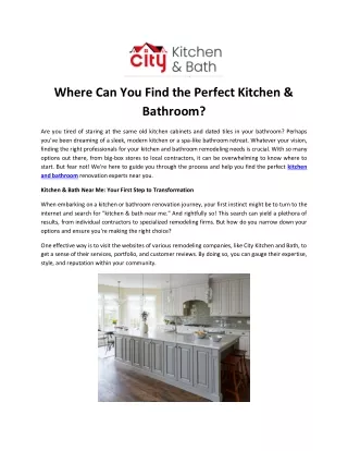 Where Can You Find the Perfect Kitchen & Bathroom