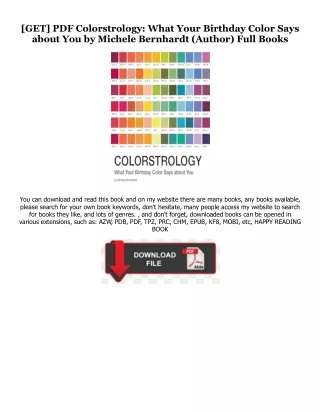 [BOOK] Colorstrology: What Your Birthday Color Says about You [PDFEPub] By  Mich