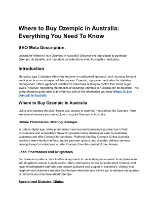 Where to Buy Ozempic in Australia_ Everything You Need To Know