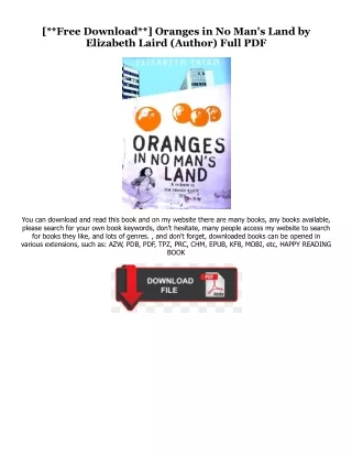 READ DOWNLOAD%+ Oranges in No Man's Land [PDFEPub] By  Elizabeth Laird (Author)