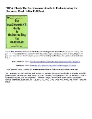 DOWNLOAD PDF The Blackwoman's Guide to Understanding the Blackman ^#DOWNLOAD@PDF