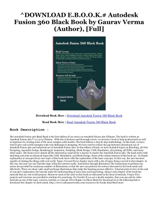Ebooks download Autodesk Fusion 360 Black Book [PDFEPub] By  Gaurav Verma (Author