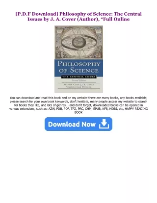 READ DOWNLOAD$! Philosophy of Science: The Central Issues (PDFKindle)-Read By  J. A. Cover (Author),