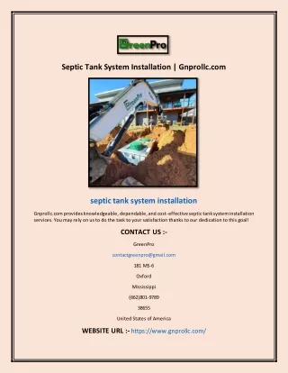 Septic Tank System Installation | Gnprollc.com