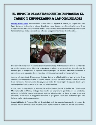 El impacto de Santiago Nieto: inspirando el cambio y empoderando a las comunidad