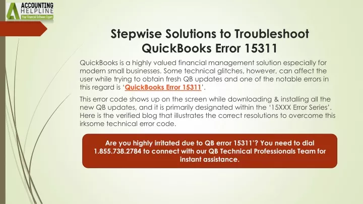 stepwise solutions to troubleshoot quickbooks error 15311