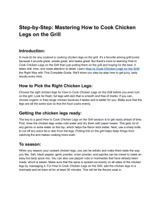 Mastering How to Cook Chicken Legs on the Grill - Google Docs