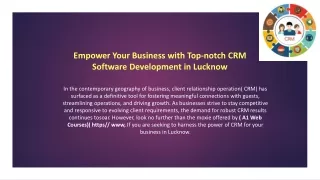 Empower Your Business with Top-notch CRM Software Development in Lucknow