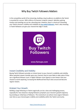 Why Buy Twitch Followers Matters