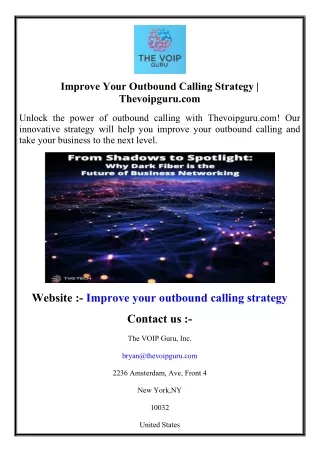 Improve Your Outbound Calling Strategy  Thevoipguru.com