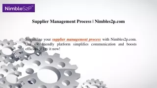 Supplier Management Process Nimbles2p.com