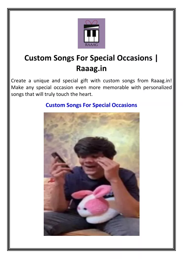 custom songs for special occasions raaag in