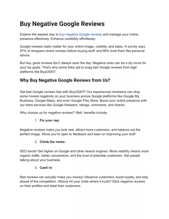 buy negative google reviews