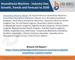 Anaesthesia Machine Market – Industry Trends and Forecast to 2030