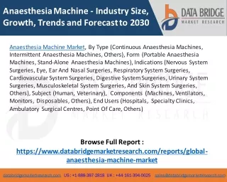 Anaesthesia Machine Market – Industry Trends and Forecast to 2030